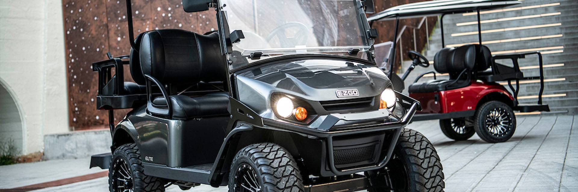two E-Z-Go golf carts